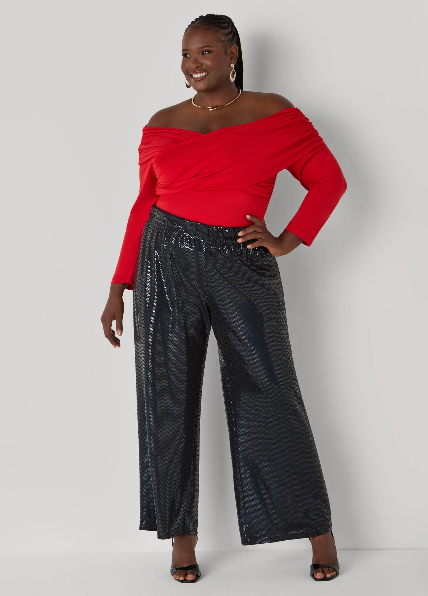 Sequined Wide Leg Pants