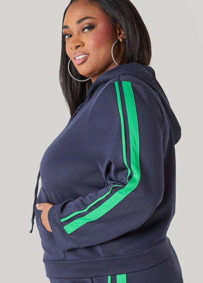 Striped Drawstring Hoodie
