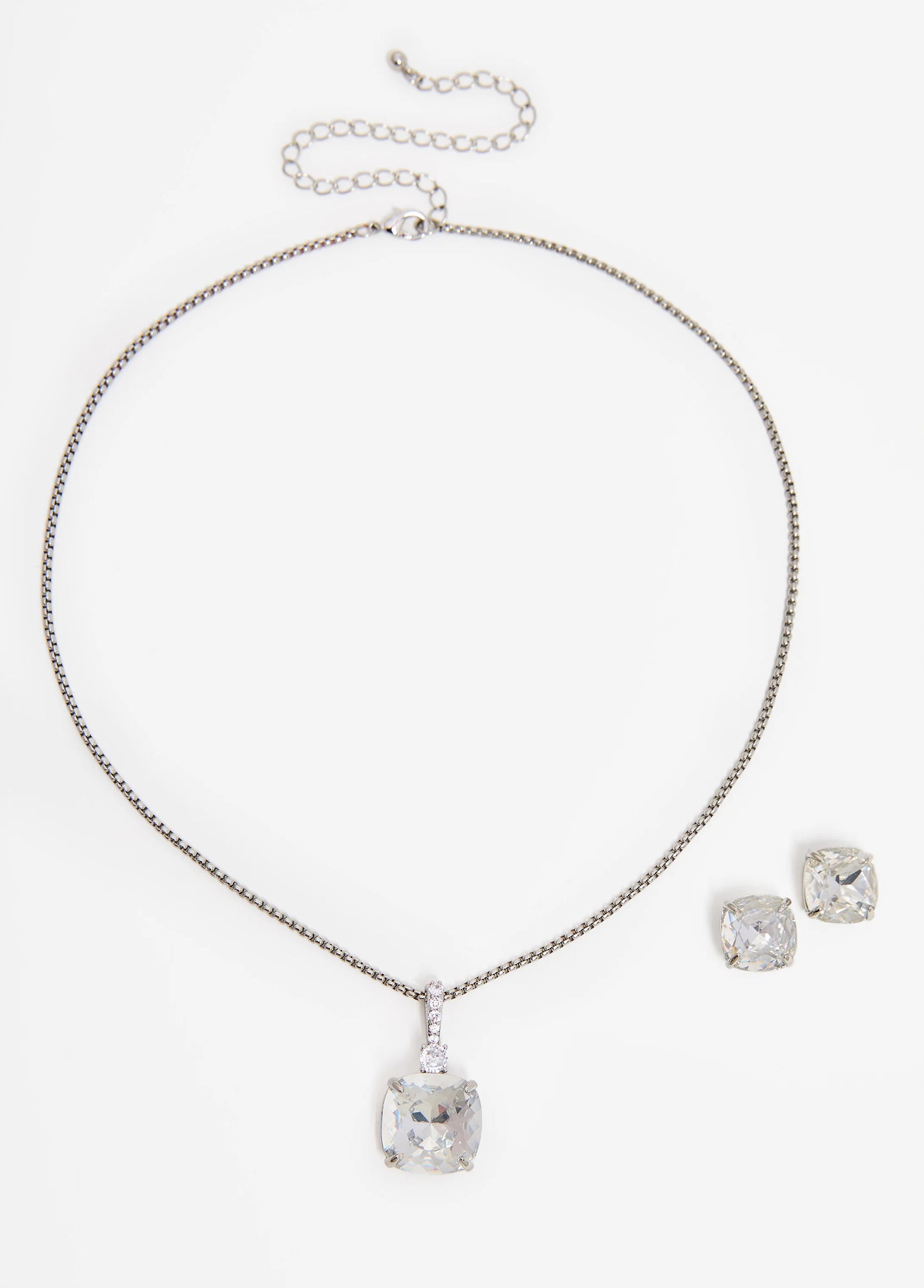 Crystal Silver Tone Necklace Box Set