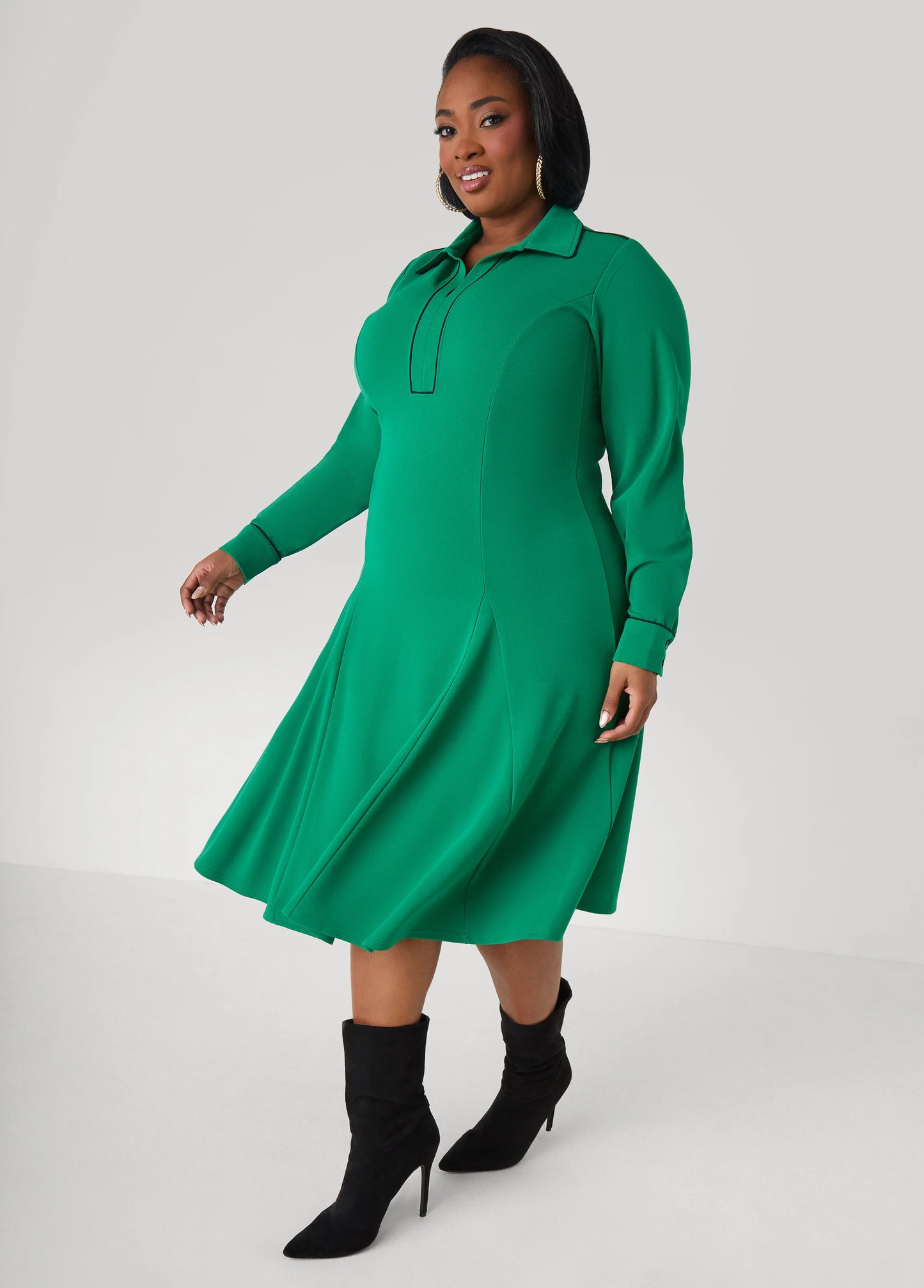 Piped A Line Dress