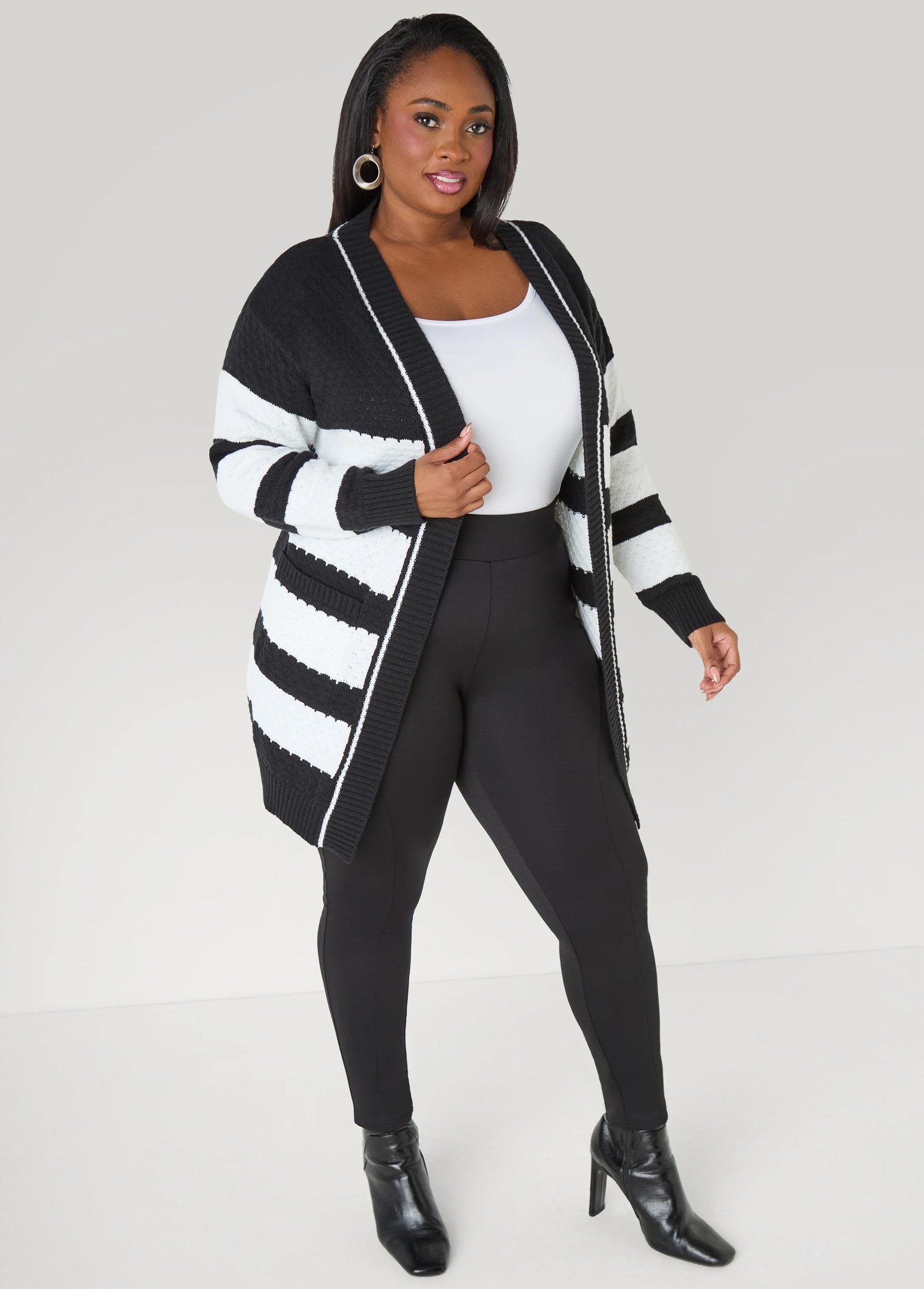 Striped Honeycomb Cardigan