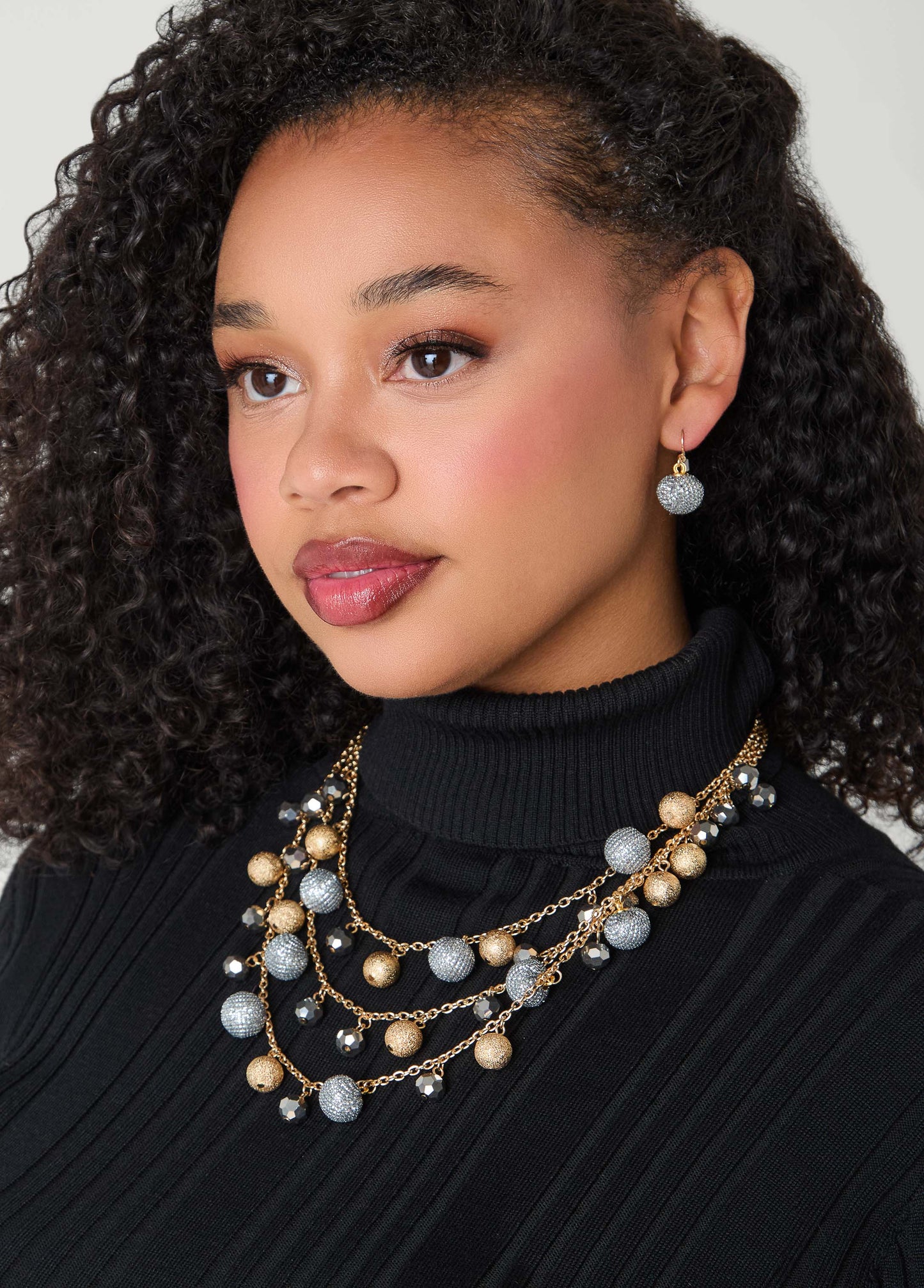 Glittered Bead Necklace Set