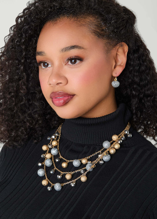 Glittered Bead Necklace Set