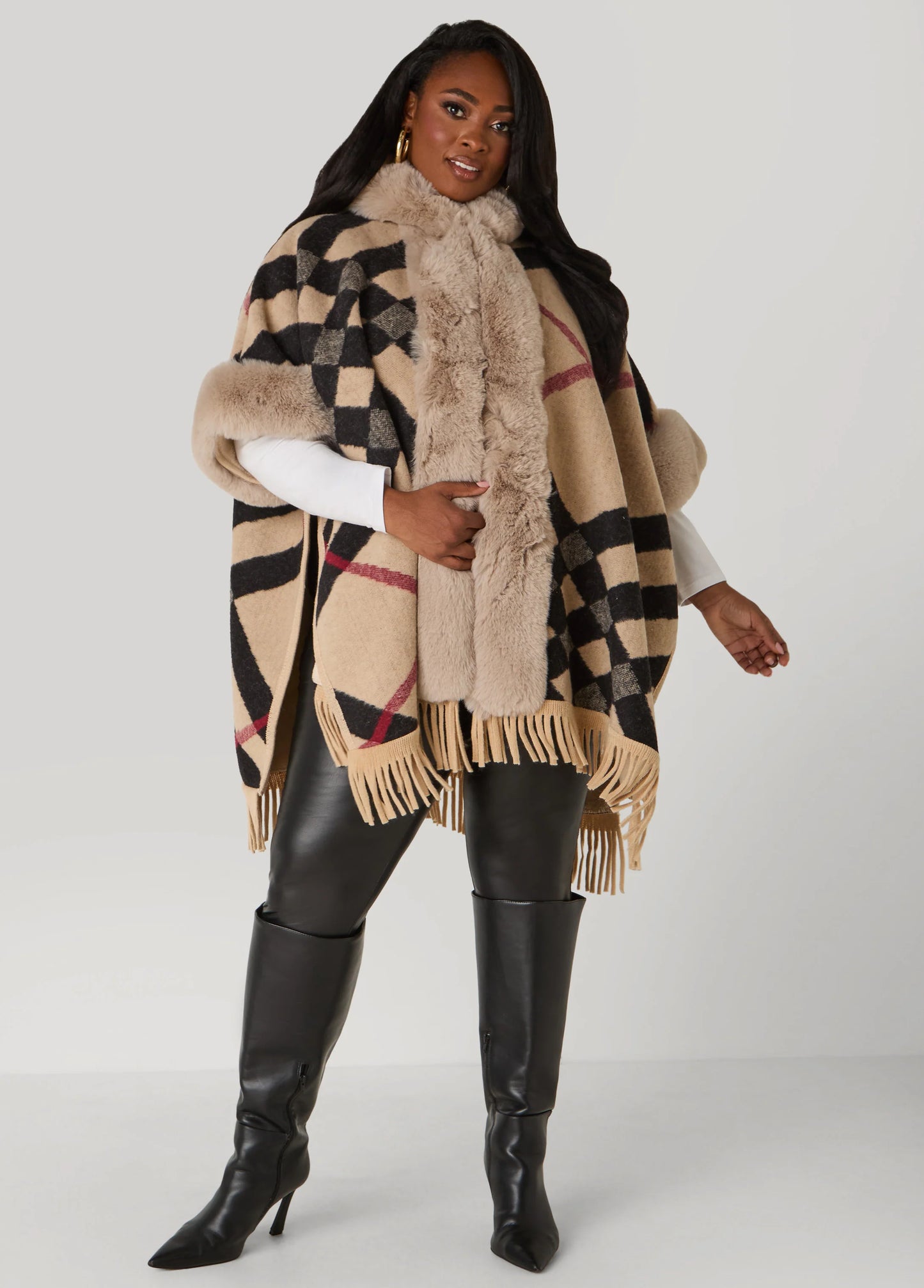 Adrienne Vittadini Plaid Ruana