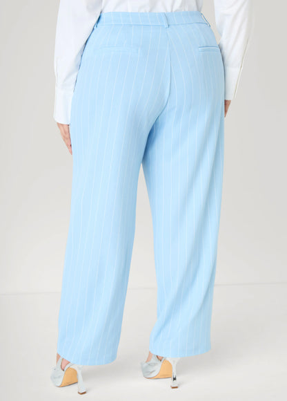 Striped Crepe Straight Leg Pants