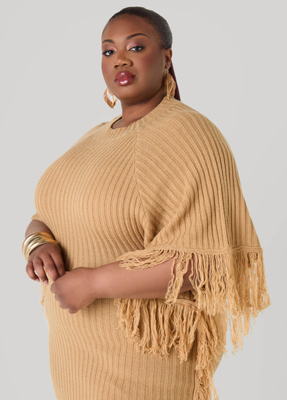 Fringed Maxi Sweater Dress