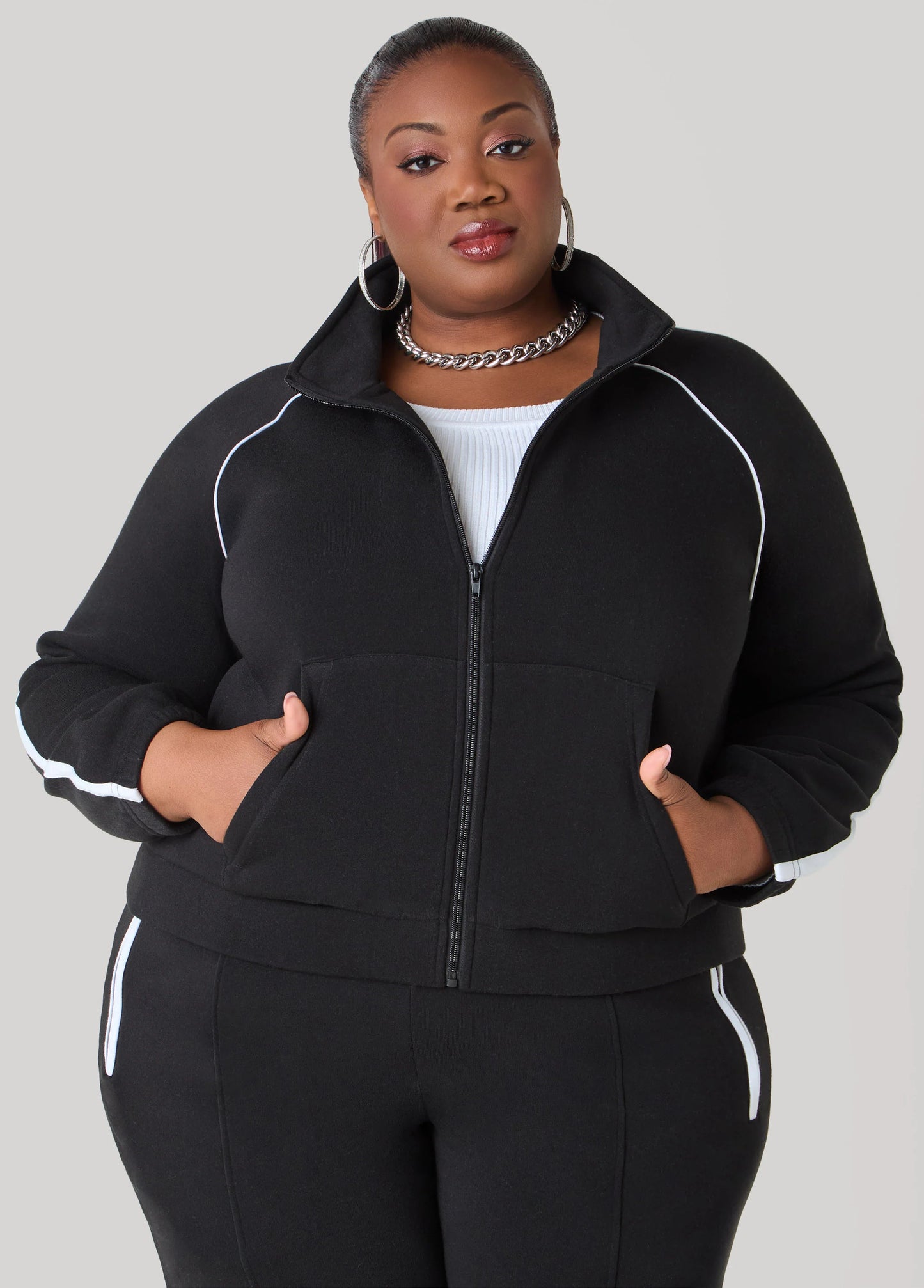 Piped Fleece Track Jacket