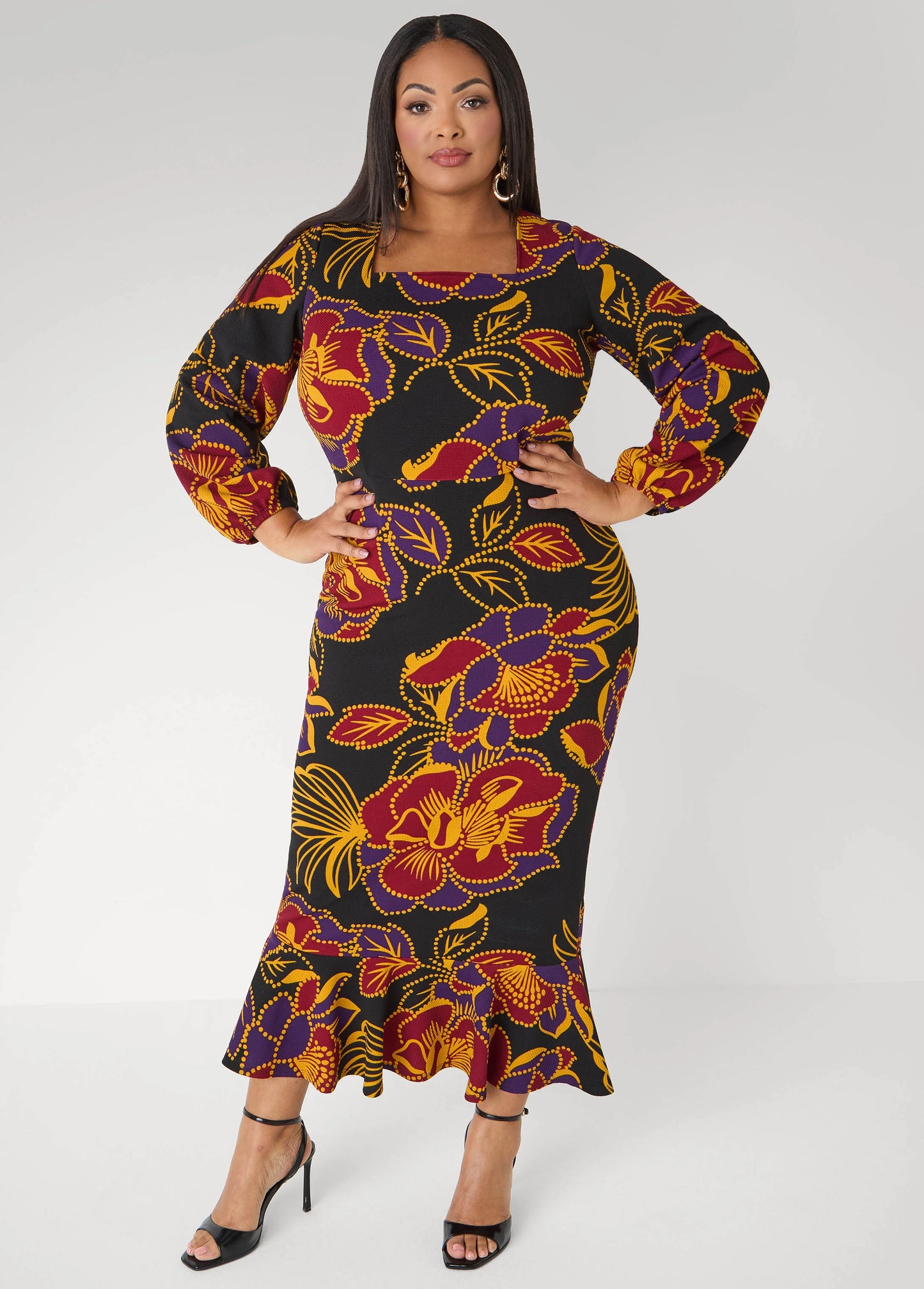 Flounced Floral Maxi Dress