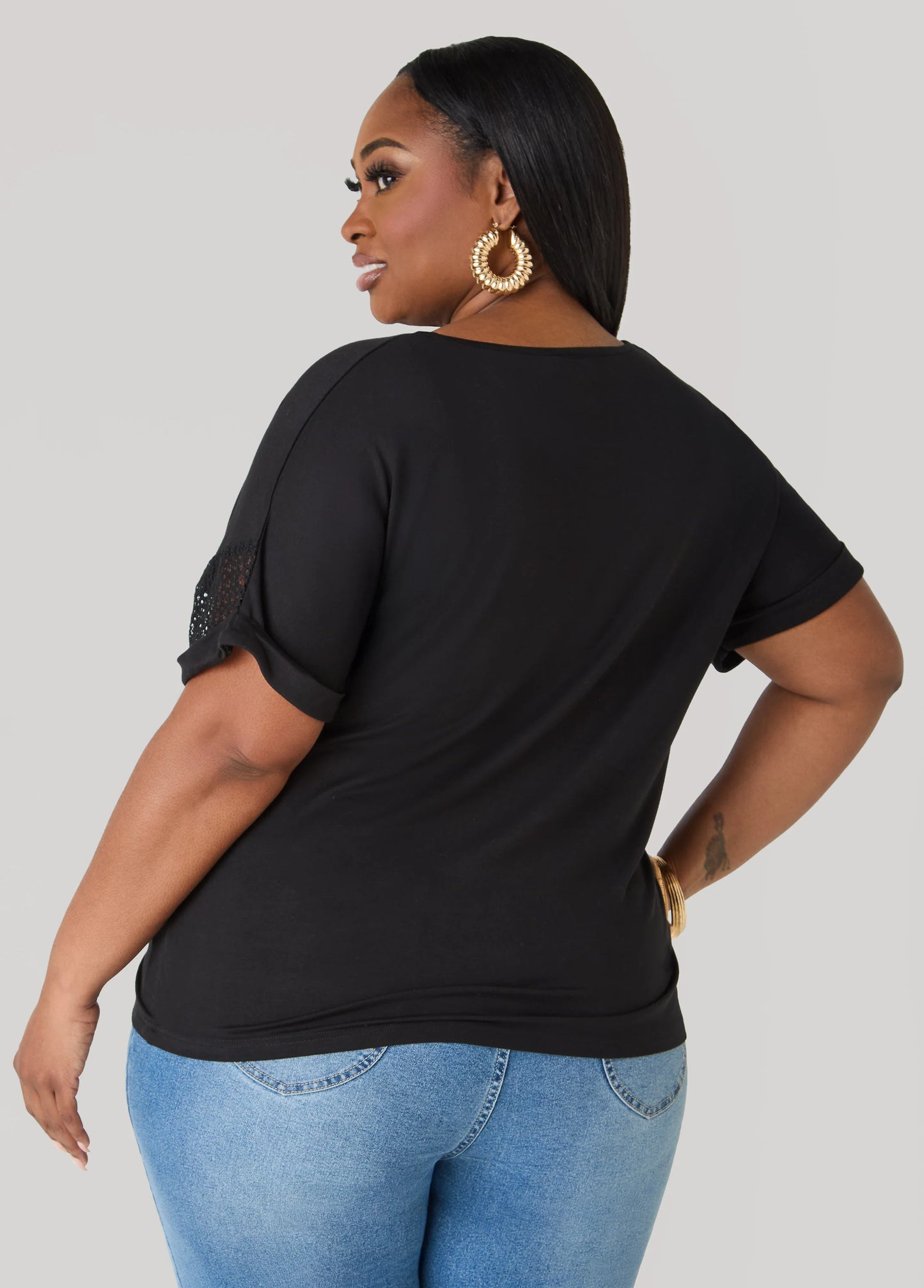 Crochet Paneled T Shirt
