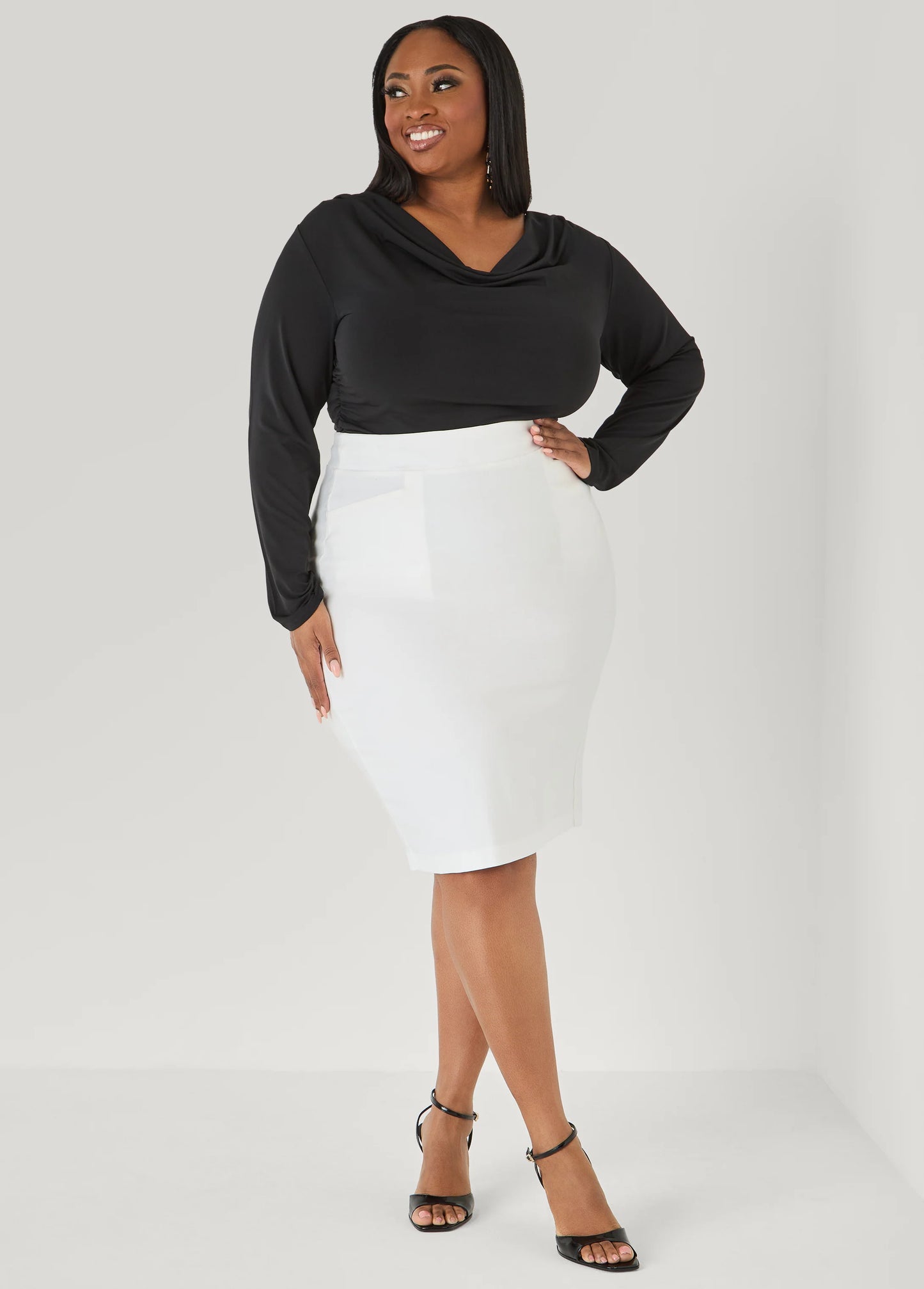 Cowl Neck Ruched Top