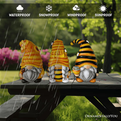 Set of Three Bee Gnome Figurines