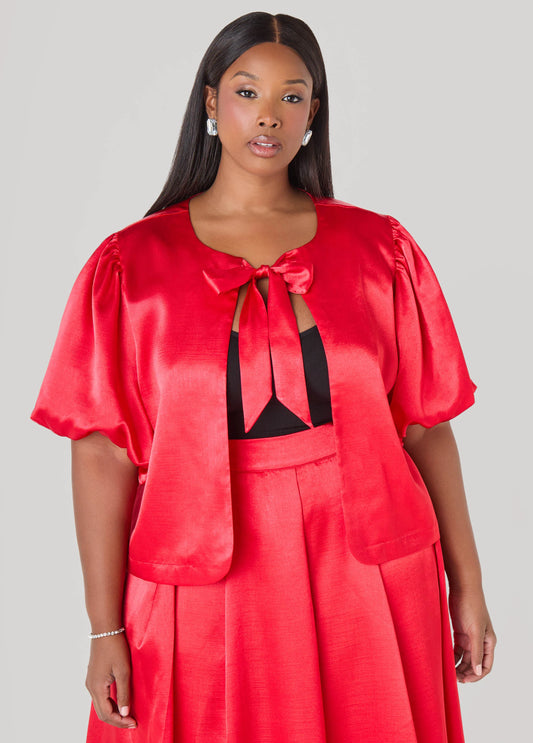 Puff Sleeved Tie Front Top