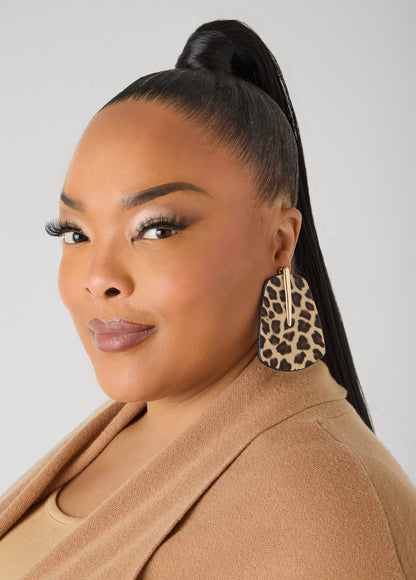 Animal Print Faux Leather Earrings