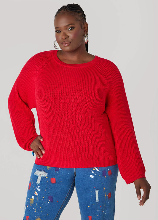 Ribbed Raglan Sweater