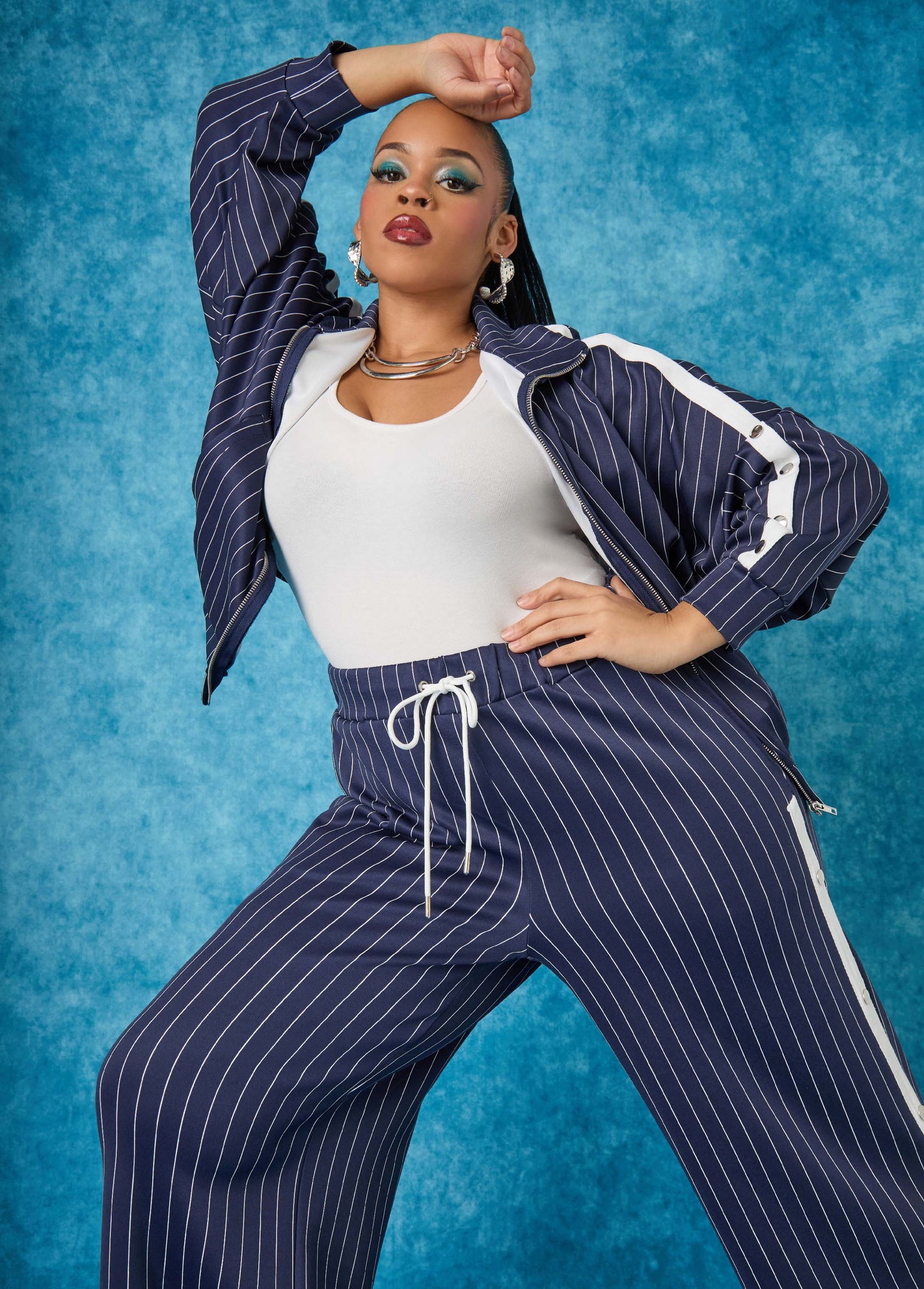 Pinstriped Track Jacket