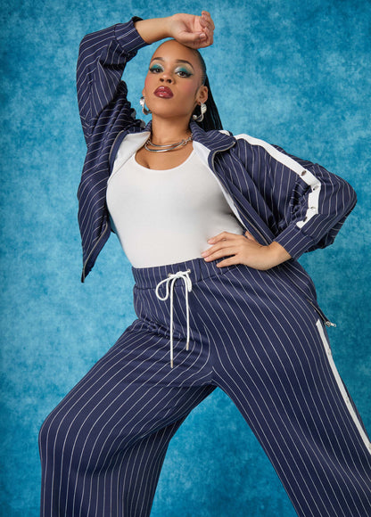 Pinstriped Track Jacket