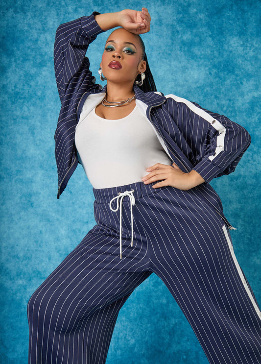 Pinstriped Track Jacket