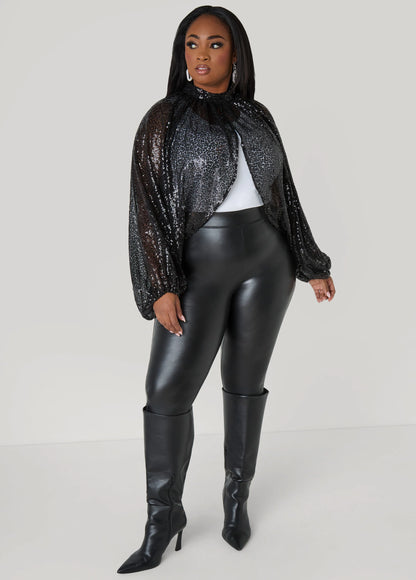 Sequined Mesh Shrug