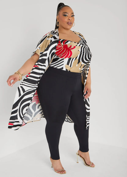 Floral Print Satin Duster
