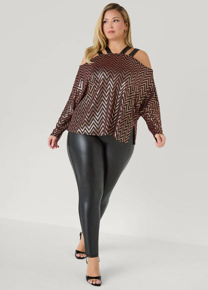 Cold Shoulder Metallic Top