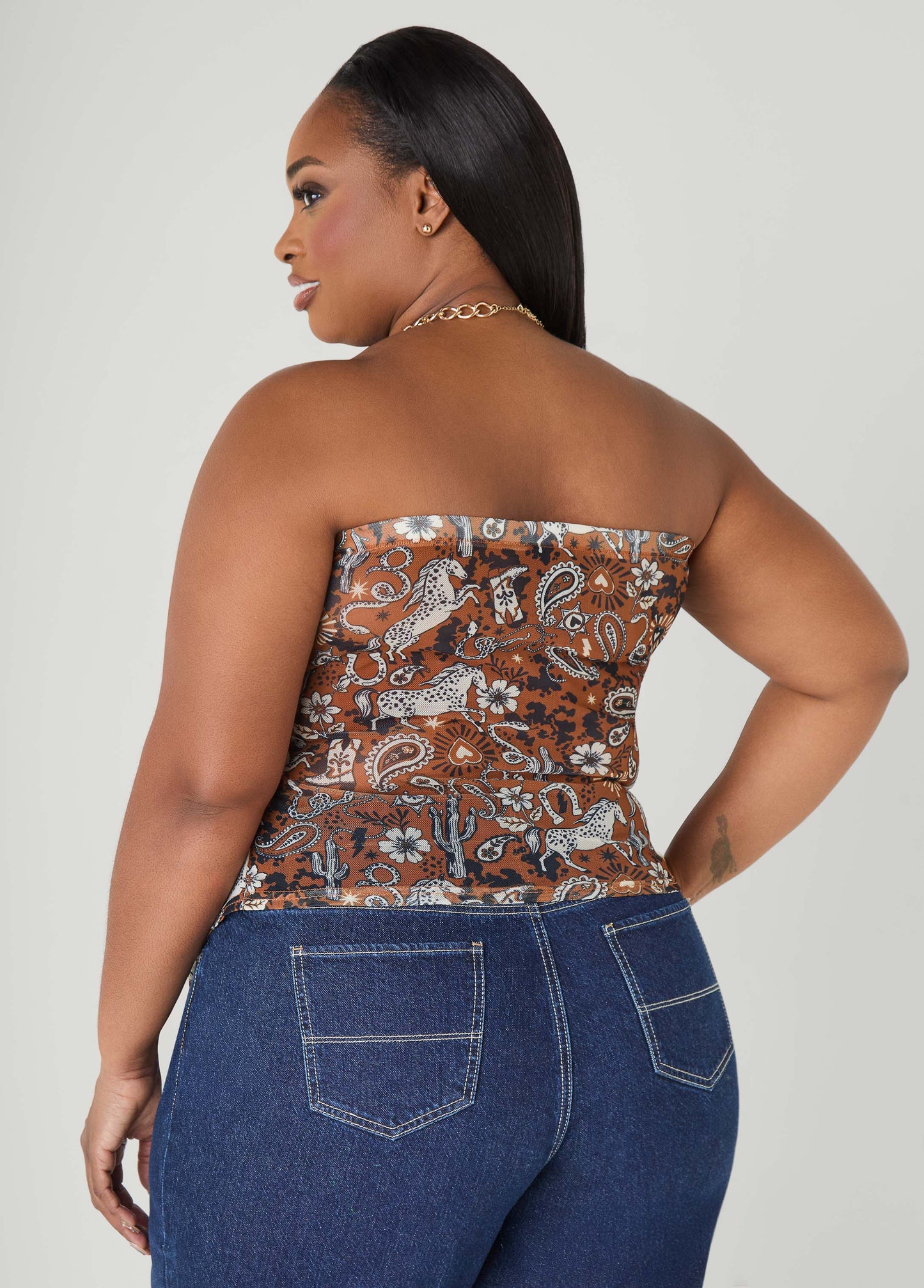 Western Print Tube Top