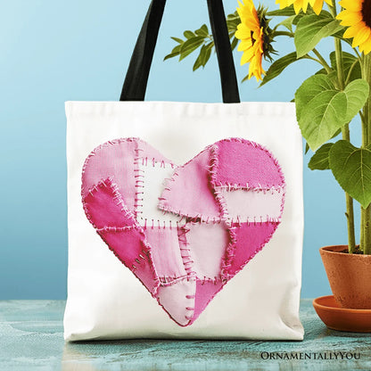 Patchwork Heart Canvas Tote Bag