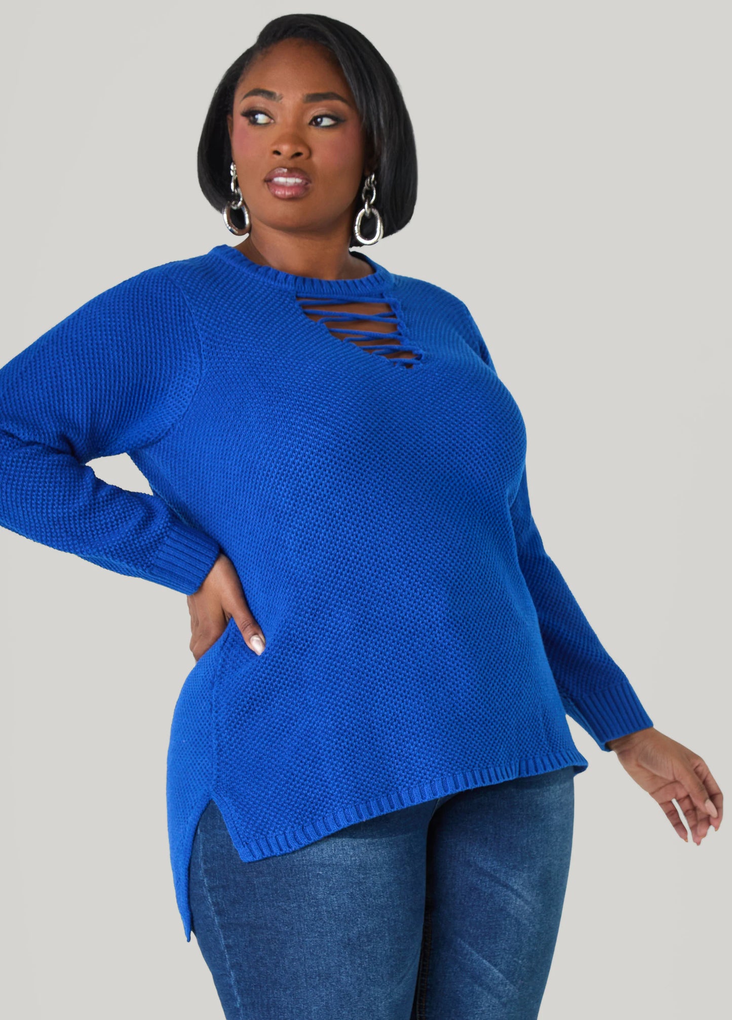 Lace Up Sweater
