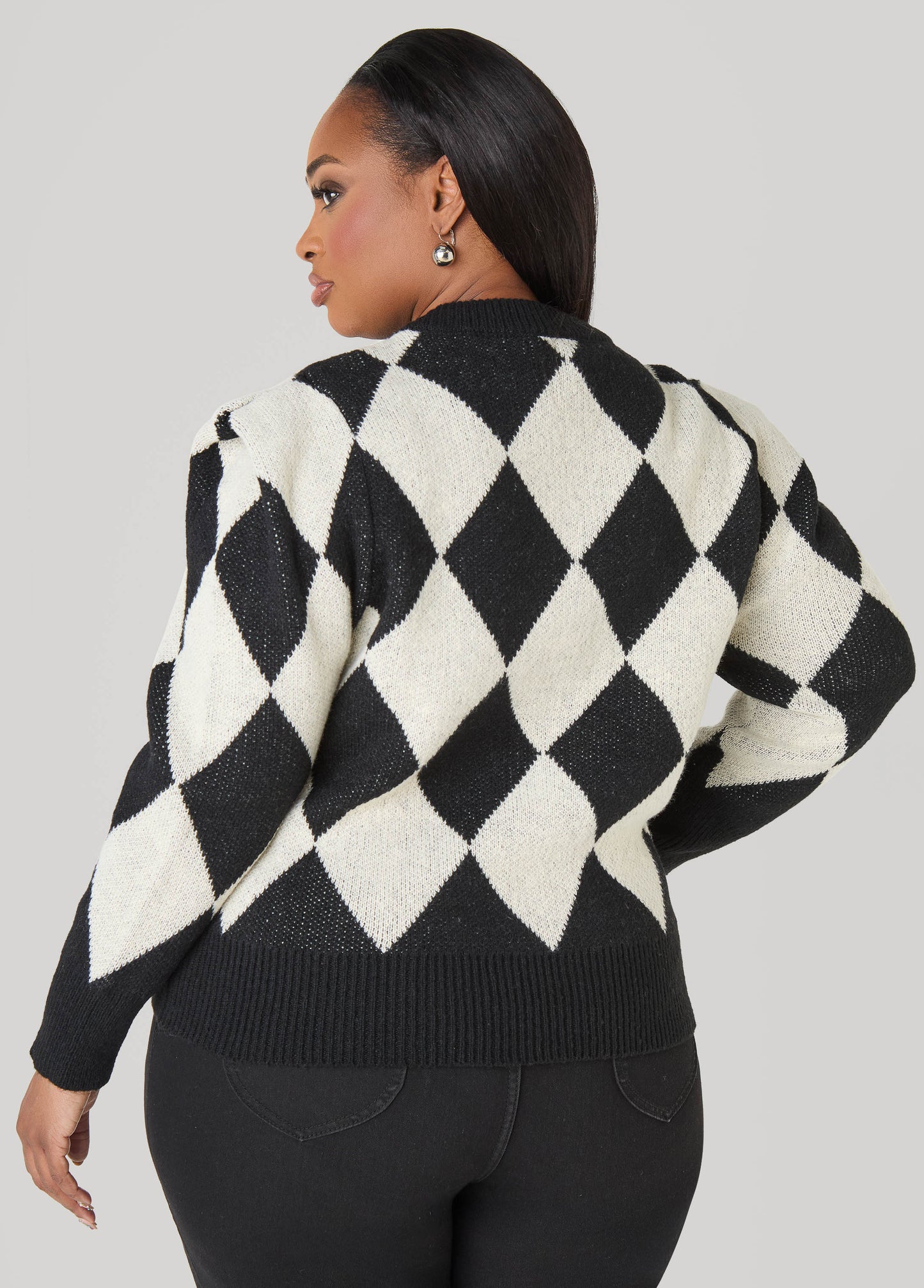 Embellished Checked Sweater