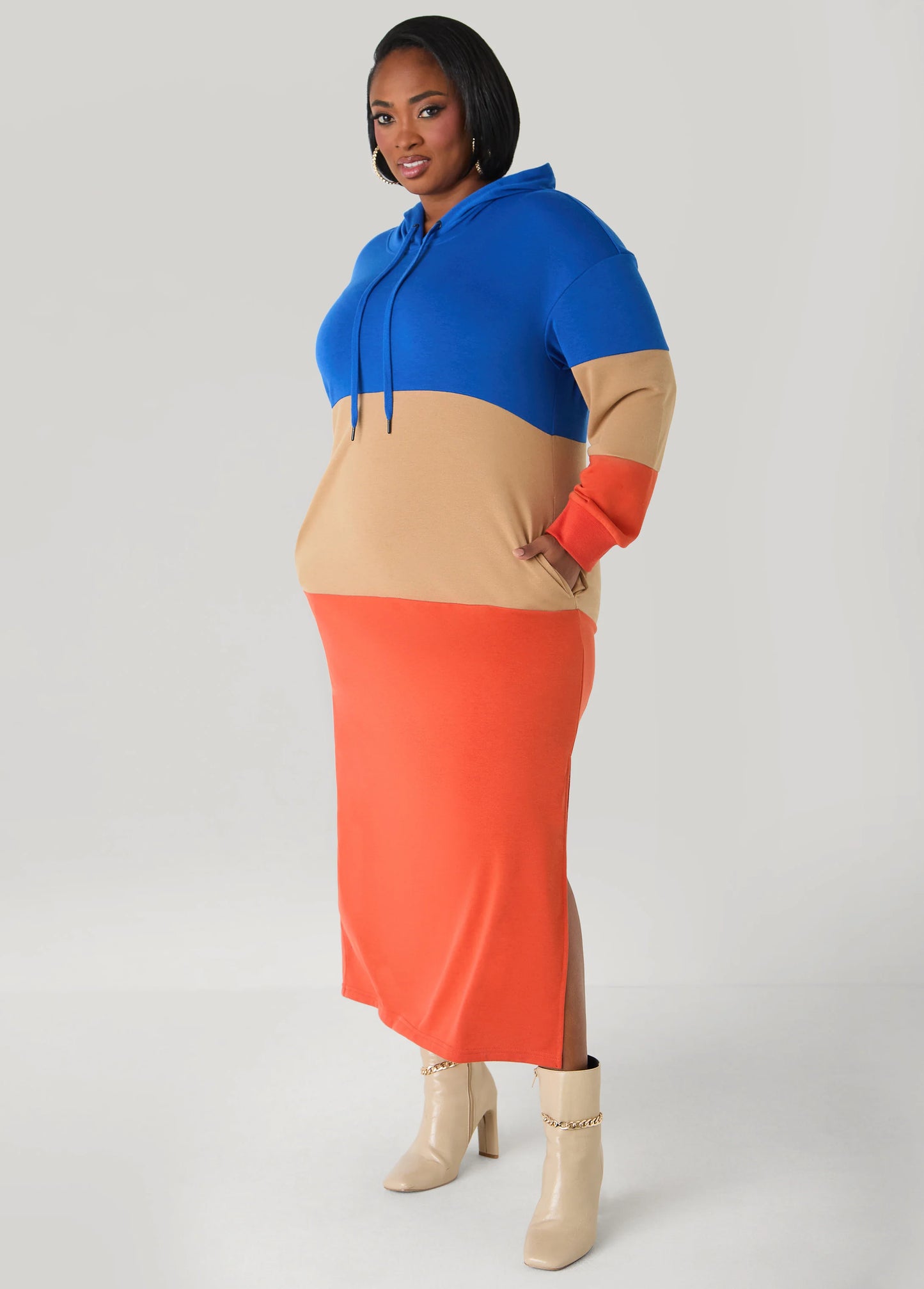 Colorblock French Terry Maxi Dress