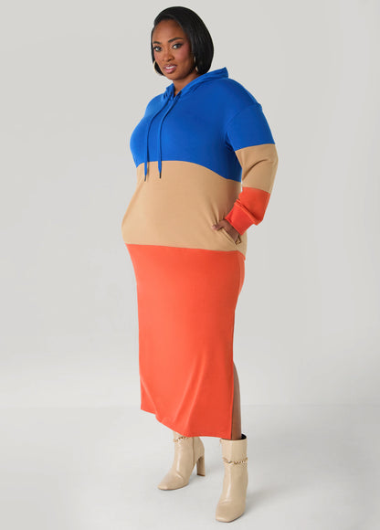 Colorblock French Terry Maxi Dress