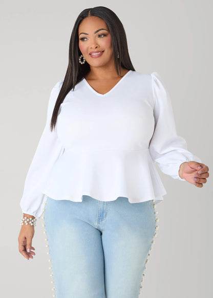 Puff Sleeved Peplum Top