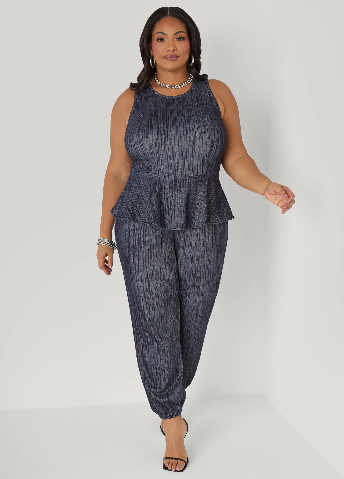 Tall Denim Peplum Jumpsuit
