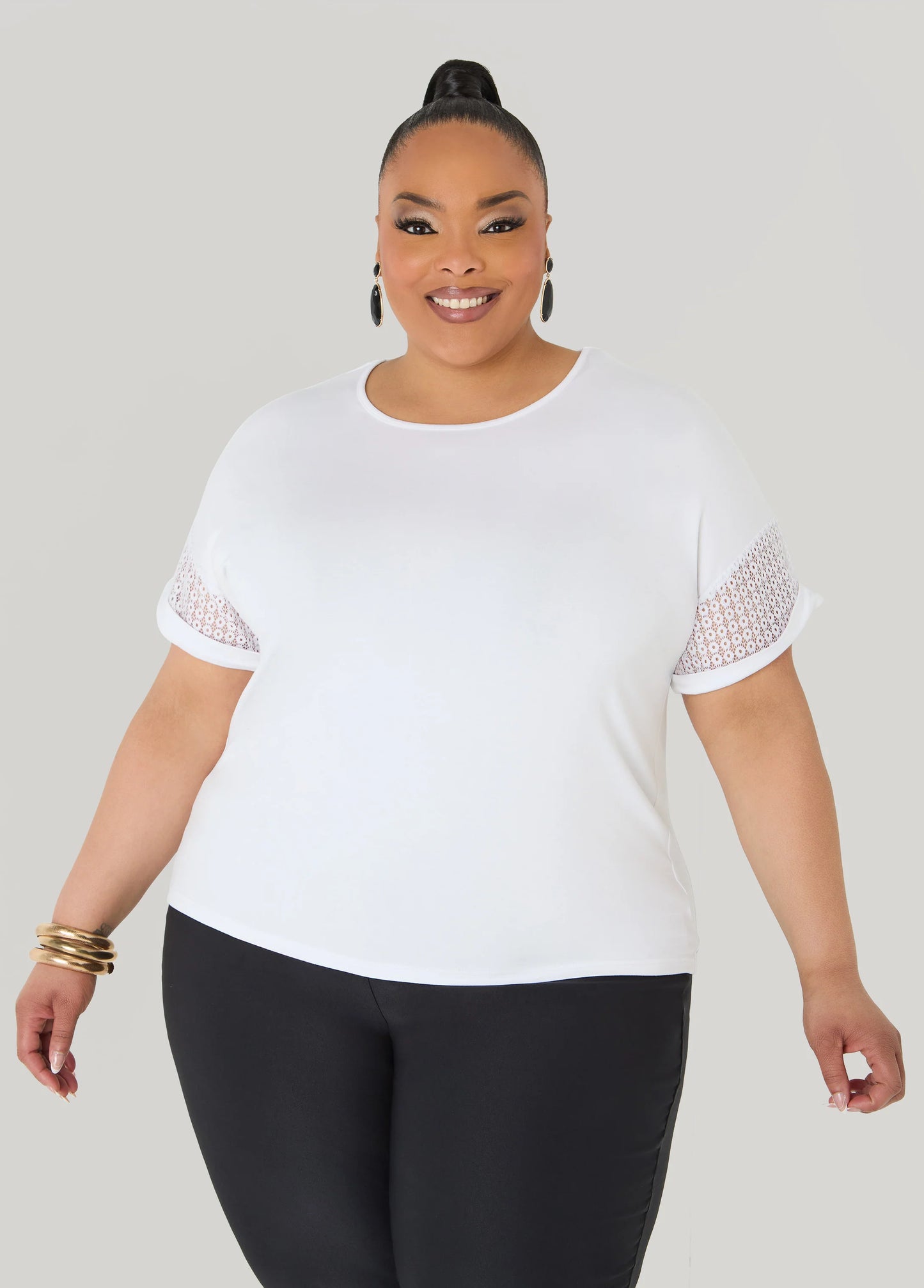 Crochet Paneled T Shirt