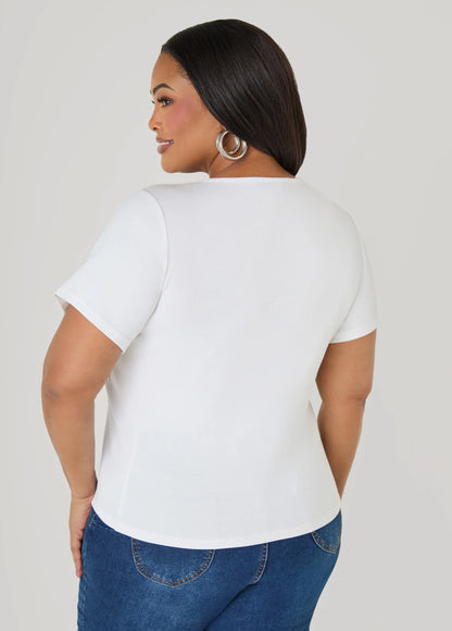 Cross Embellished Jersey Tee