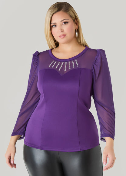 Crystal Mesh Paneled Scuba Top