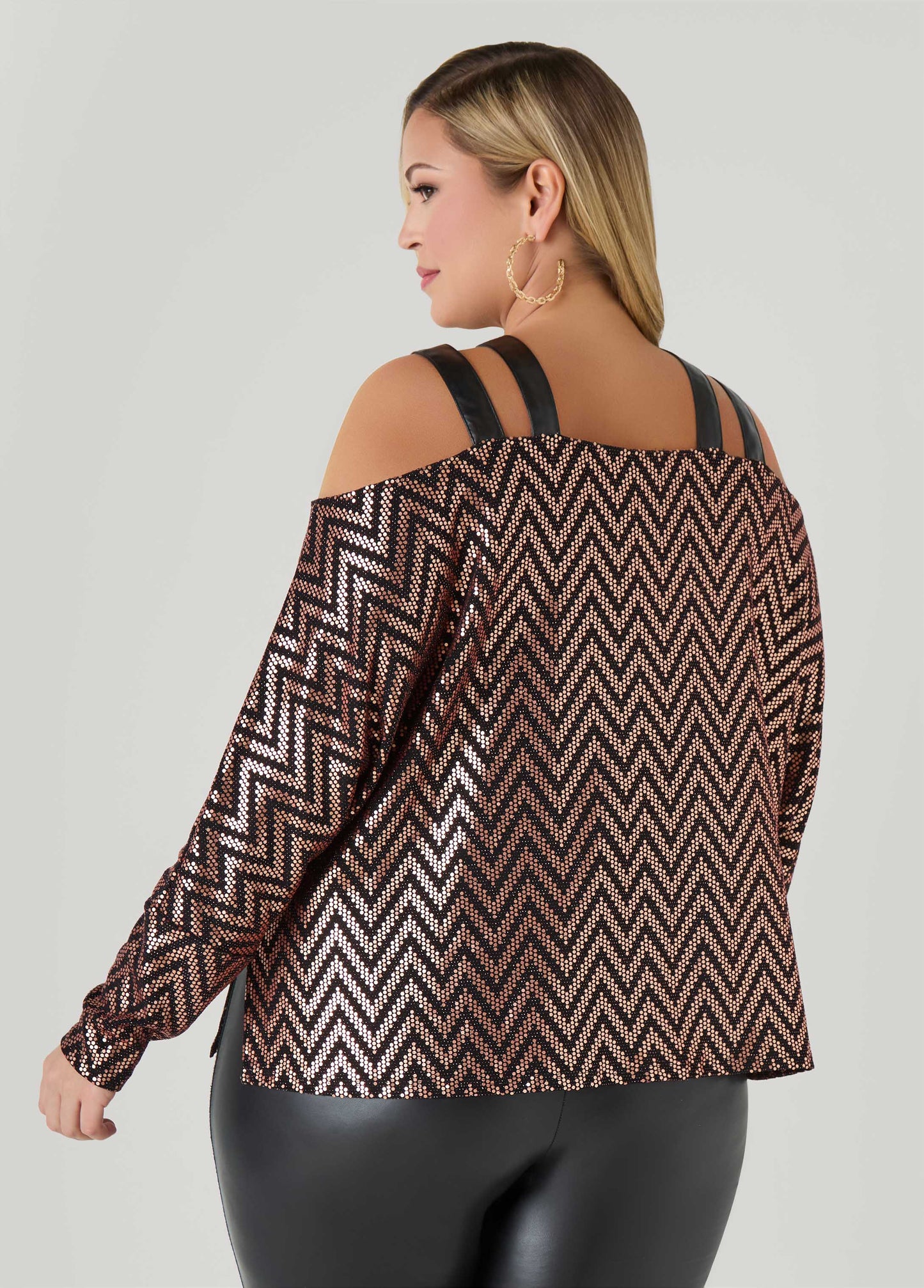 Cold Shoulder Metallic Top