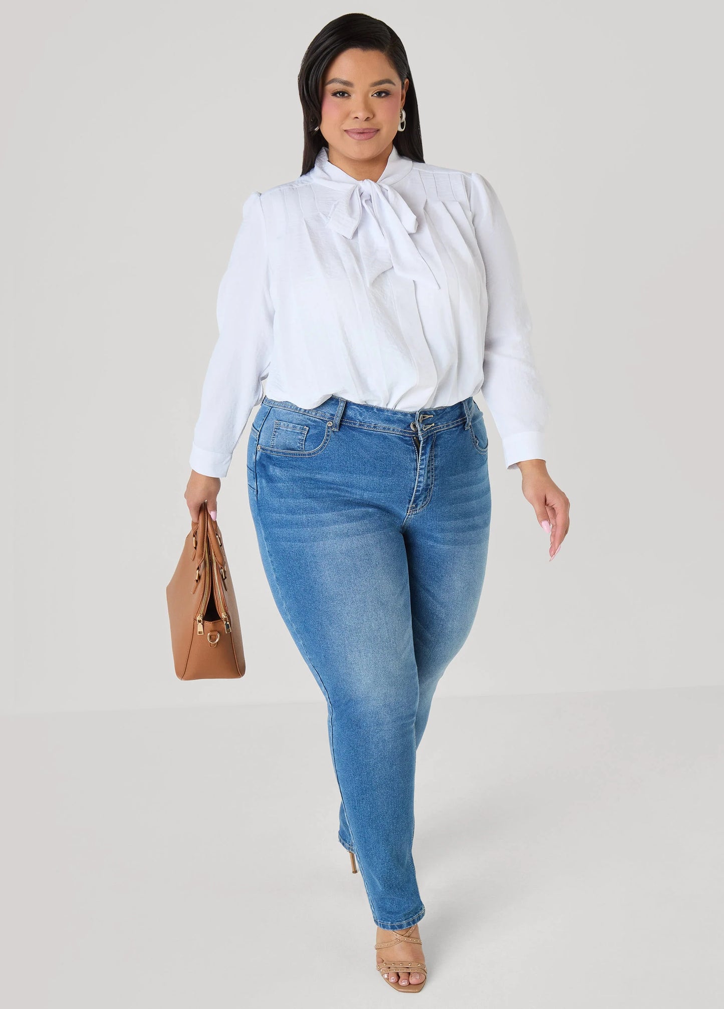Pleated Tie Neck Shirt