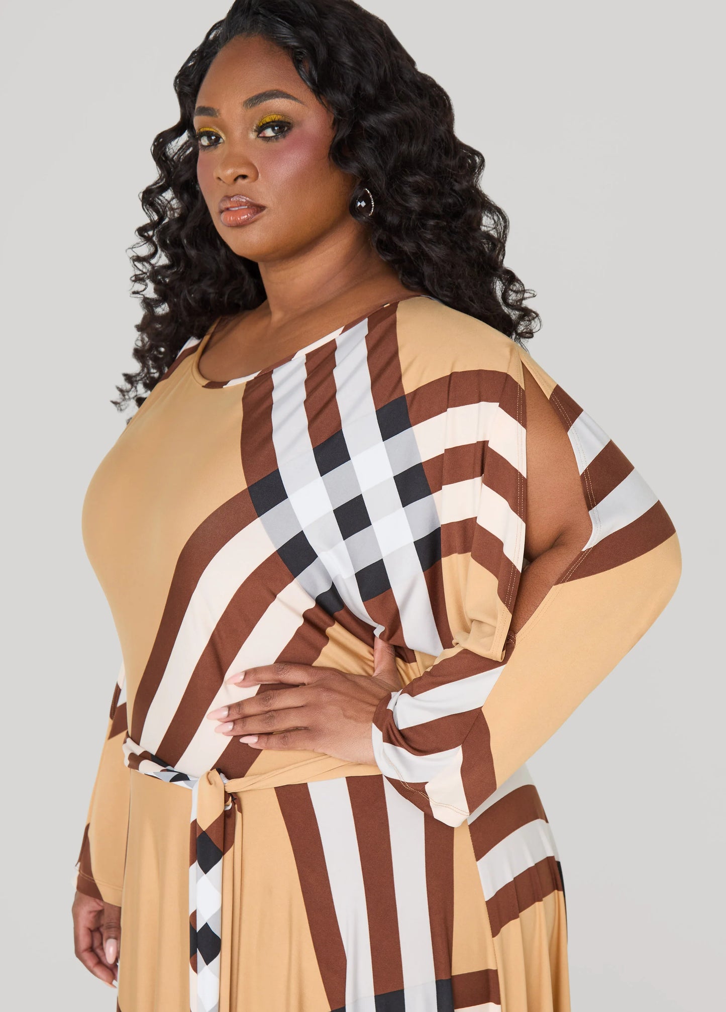 Plaid A Line Maxi Dress