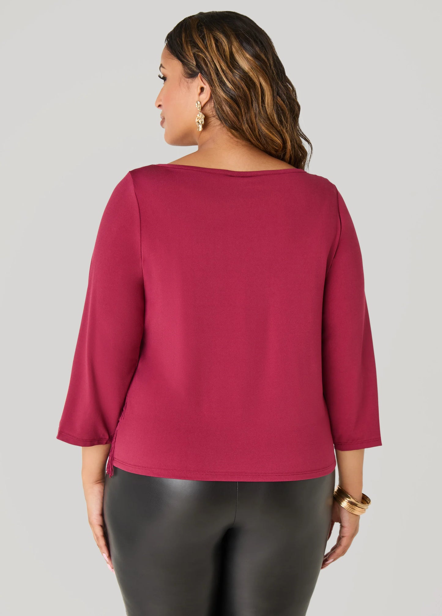 Fringed Stretch Knit Top