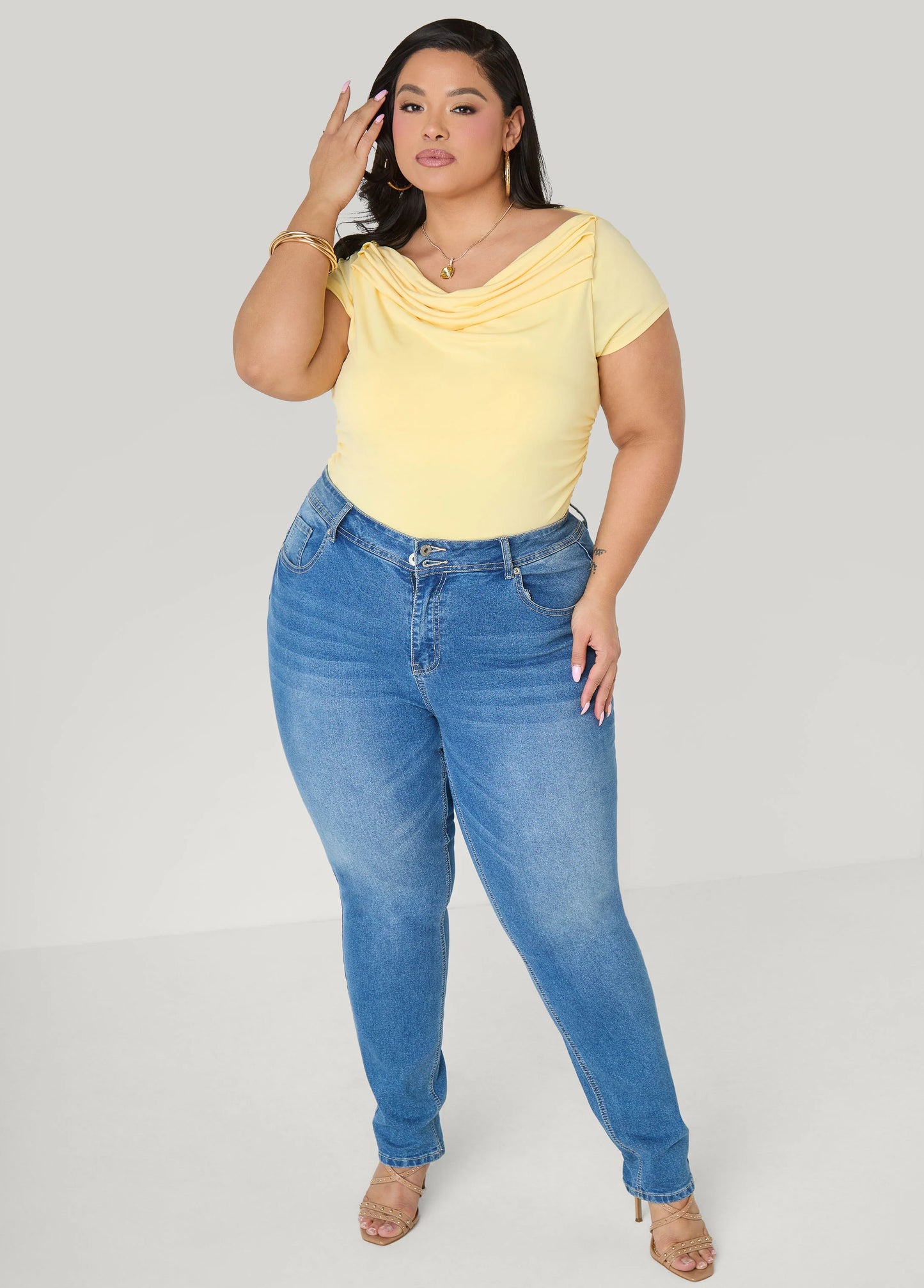Ruched Cowl Neck Top