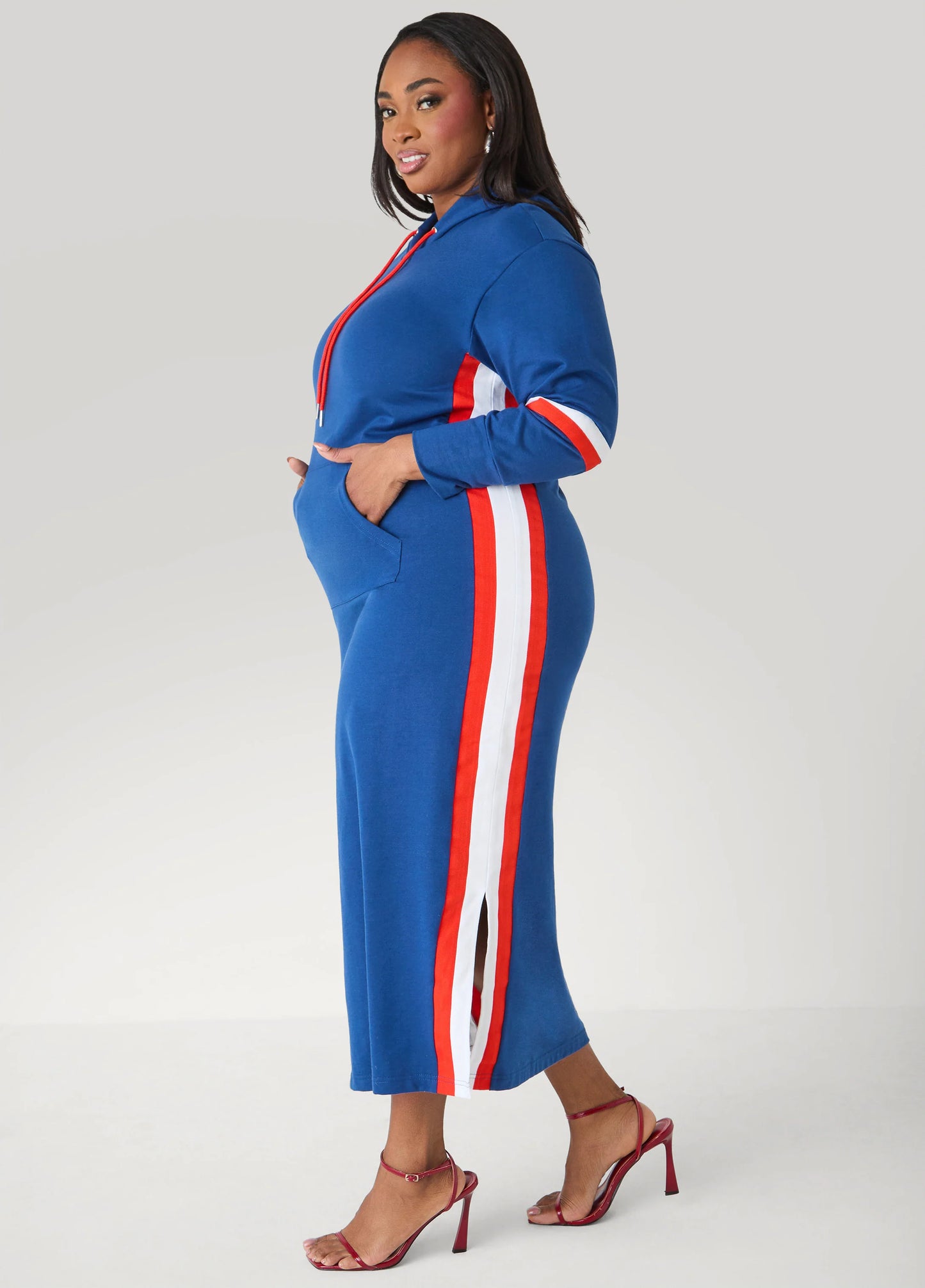 Striped Maxi Hooded Dress