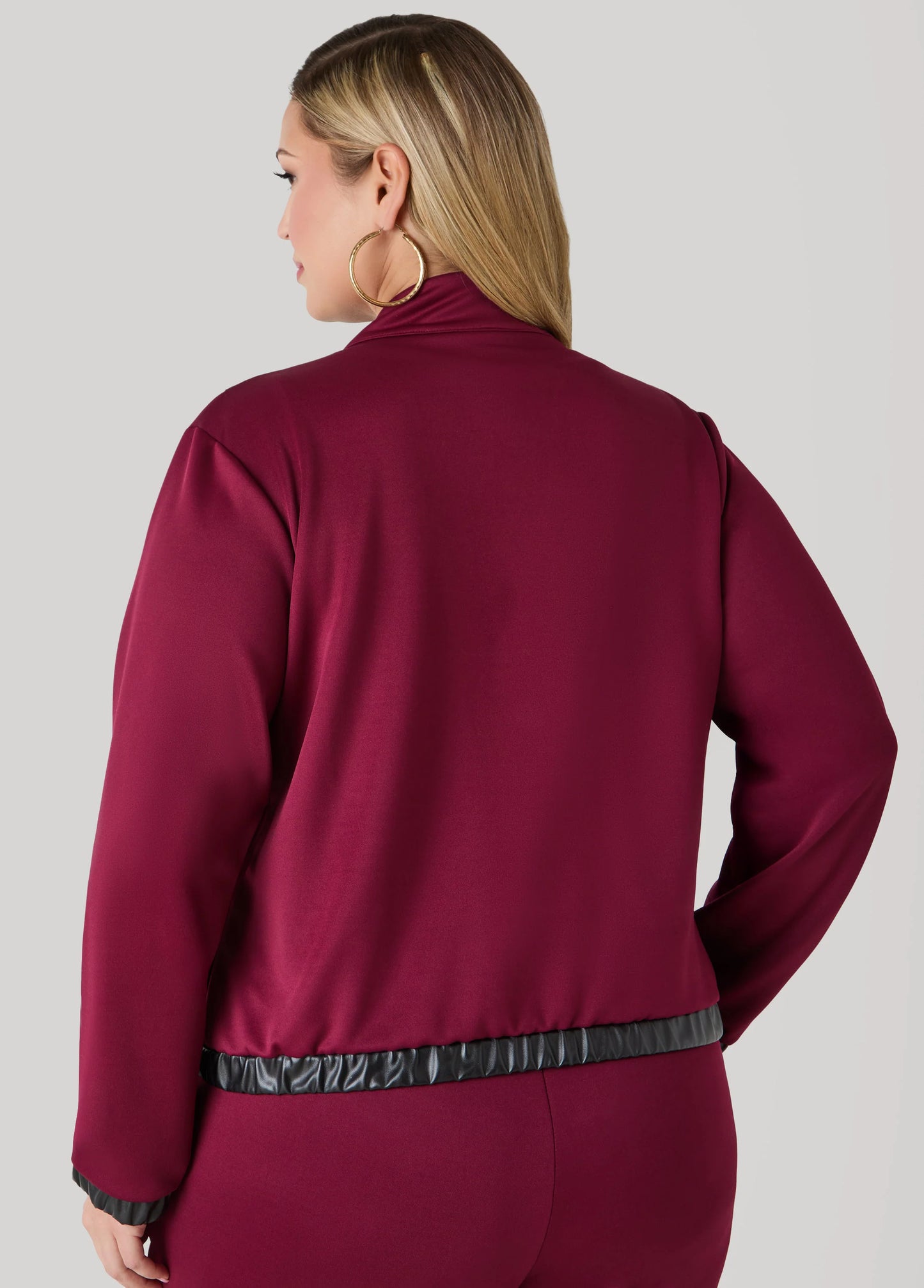 Faux Leather Paneled Track Jacket