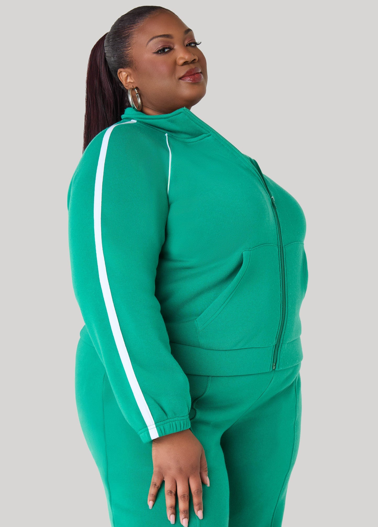Piped Zip Front Track Jacket