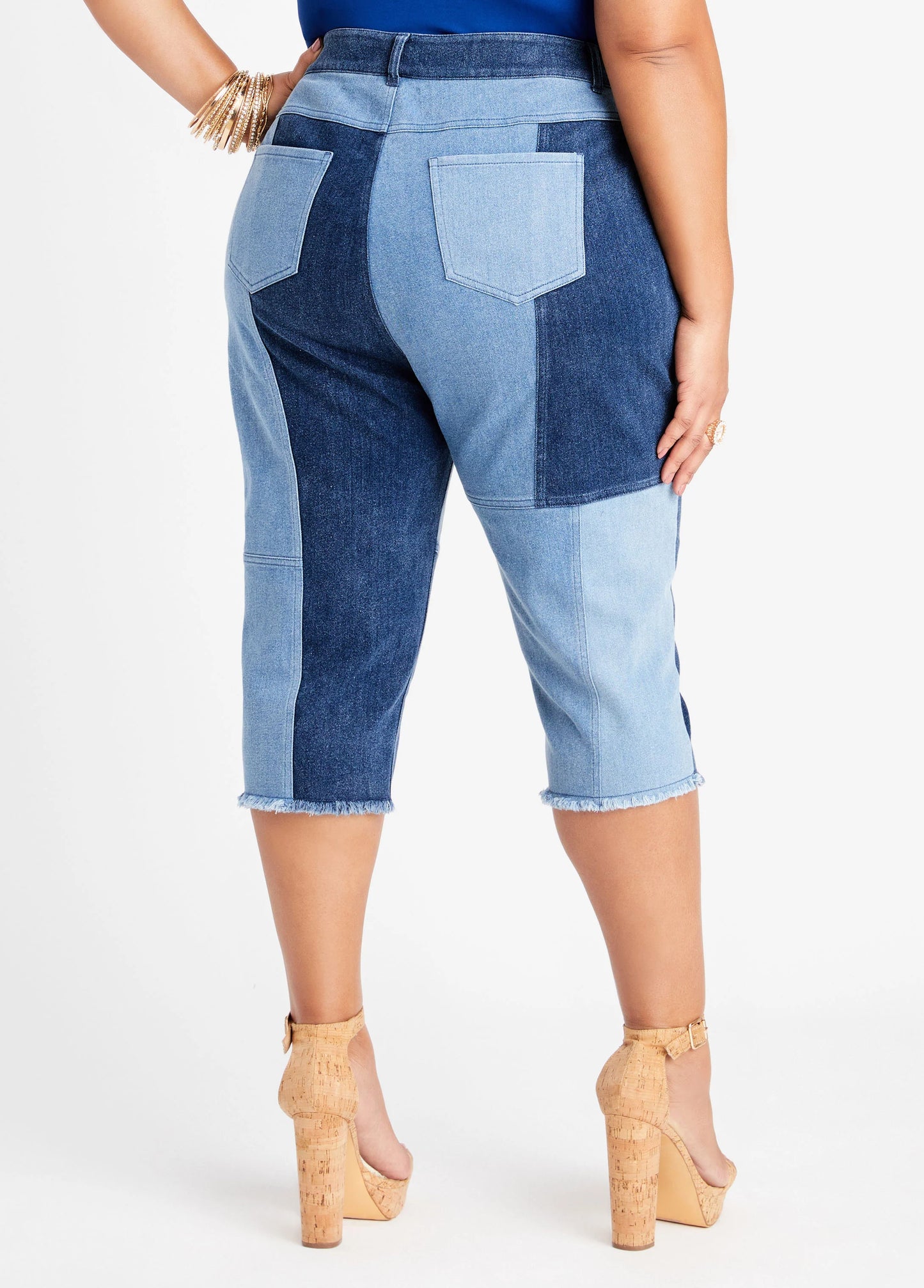Patchwork Denim Capris