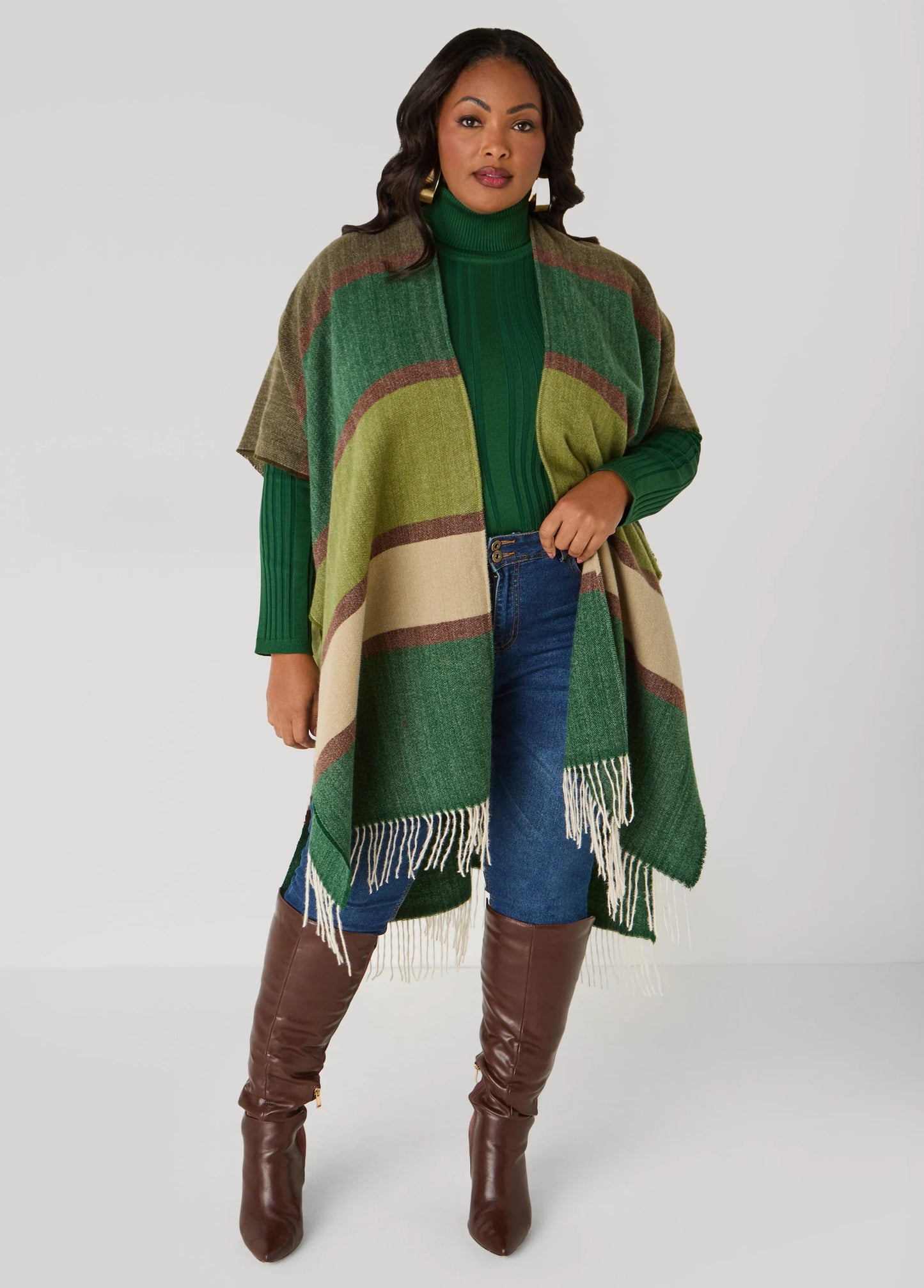 Brushed Knit Colorblock Kimono