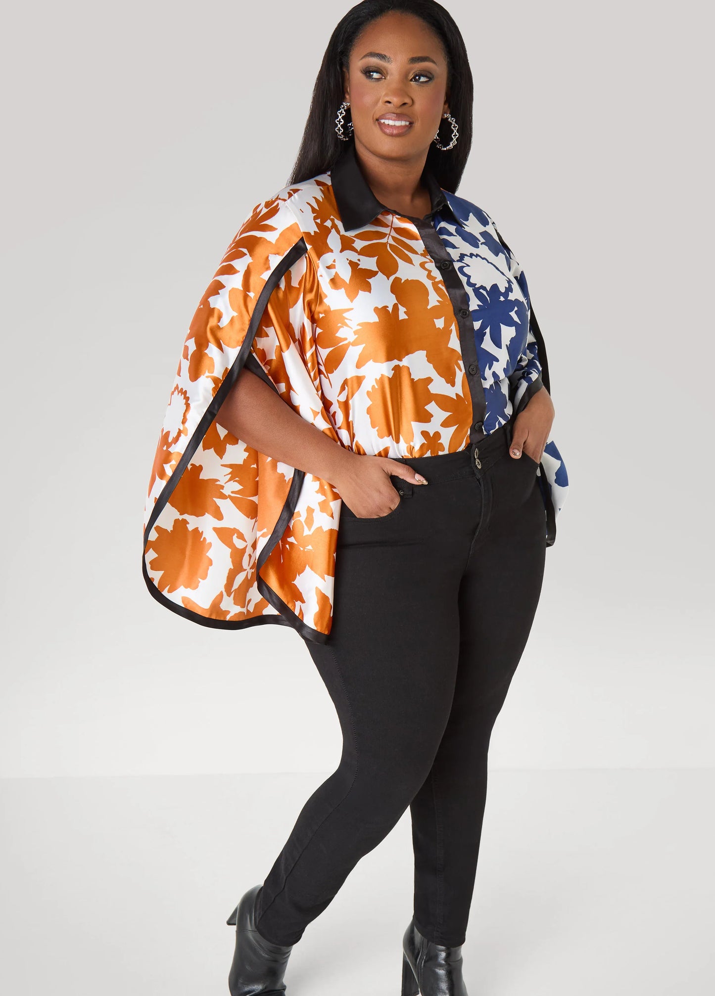 Two Tone Leaf Print Shirt