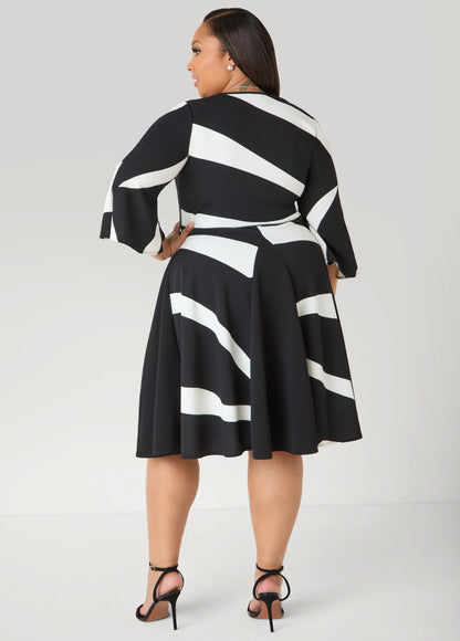 Printed Textured A Line Dress