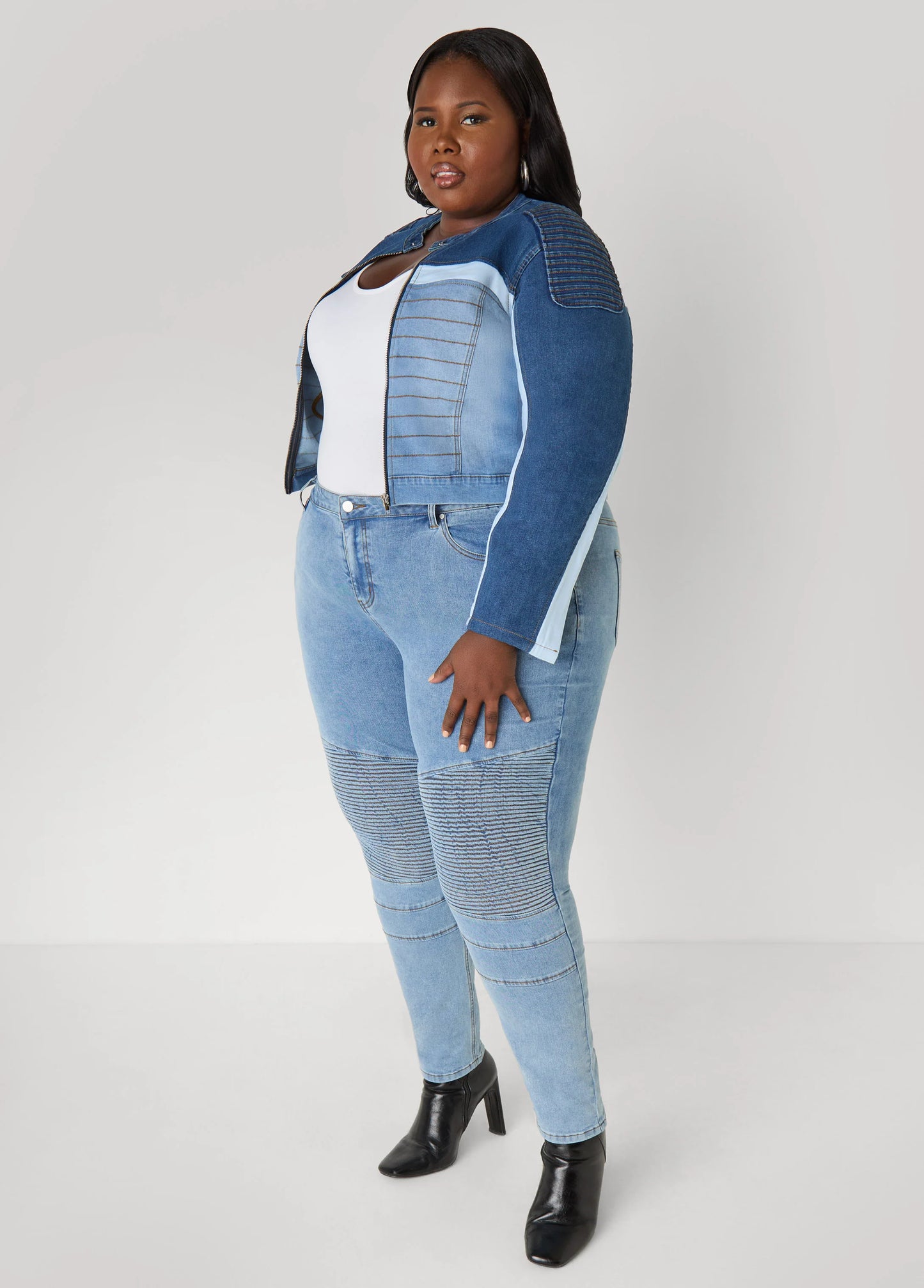 Ribbed Paneled Skinny Jeans