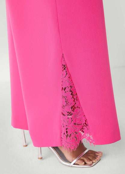 Lace Paneled Wide Leg Trousers