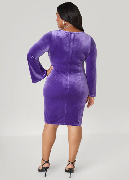 Lace Trimmed Velvet Sheath Dress